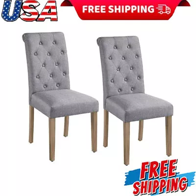 Parson Dining Chairs Tufted Upholstered W/ High Back 2 Sets Restaurant 275 Lbs • $113.99