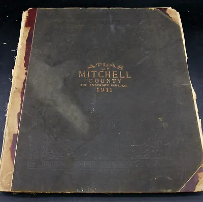 1911 Antique Huge Historical Atlas Of Mitchell County Iowa Color Maps VRARE • $199.95