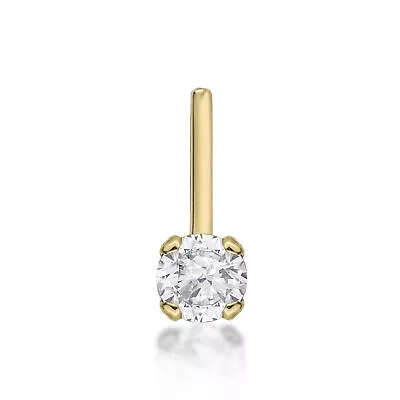 20 Gauge 0.07 Carat Lab Grown Diamond L-Shaped Nose Ring In 14K Yellow Gold • $79.99