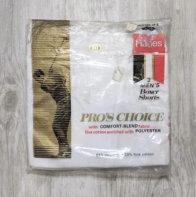 Vintage Hanes Pro's Choice 2-Pack White Boxer Shorts Men's Underwear Size 30 NOS • $29.99