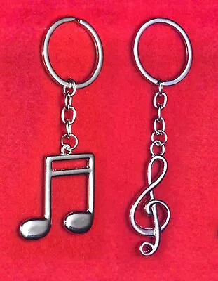 Pair Of Music Keychain Silver Treble & Double Eighth Nice Gift • $5.95