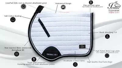 2-in-1 Jumping Saddle Pad WHITE  | Iconic Equestrian - NEW  • $94.95