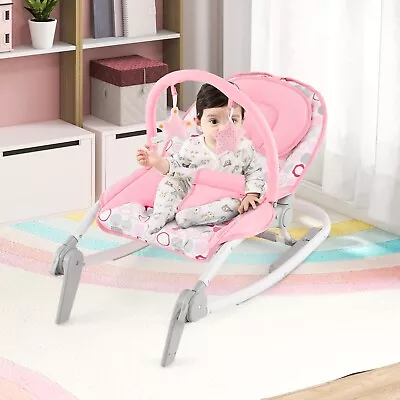 2-In-1 Baby Rocker Portable Infant Bouncer Toddler Folding Rocking Chair • £59.95