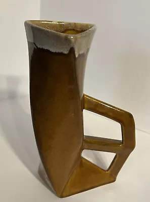 MCM Mid Century Modern Anna Van Briggle Pottery Orange Brown Drip Pitcher Cubist • $35.99
