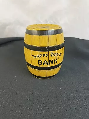 Vintage Happy Days Painted Tin Barrel Bank J. Chein & Co • $10