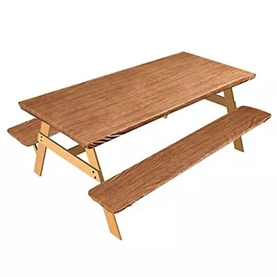  3 Pieces Vinyl Picnic Table And Bench Fitted Tablecloth Cover 72  X 30   • $30.29