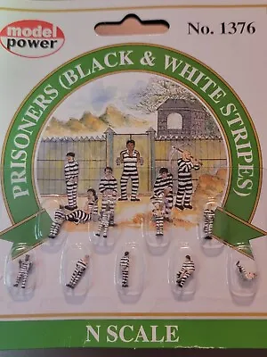 Model Power N Scale Figures PRISONERS - Black & White Stripes (9Pcs)*  #1376 • $5