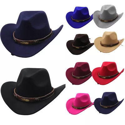 Women Men Visor Hat Cowgirl Cowboy Hats Western Wide Brim Cap Panama Hat Outdoor • $11.99