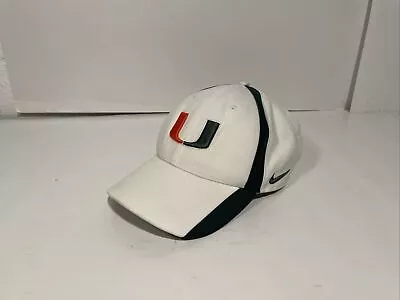 Nike University Of Miami Hurricanes “U” Embroidered Hat White Adjustable. • $18.95