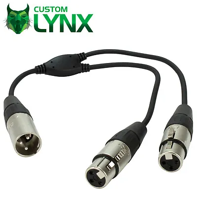 Rean Neutrik Balanced XLR Splitter Cable. 3 Pin Male XLR To 2 X Female XLR. 25cm • £7.95