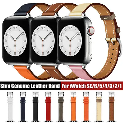 $18.99 • Buy 40 44mm Slim Genuine Leather Band For Apple Watch Series 7 6 5 4 SE IWatch Strap
