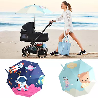 Baby Stroller Umbrella Adjustable Stroller Parasol With Clamp Sun WeVKf • $25.29