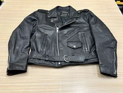 FLAWED! 90's Black Leather Biker Jacket Cooper Men’s Vintage Leather Sz 42 • $49.99