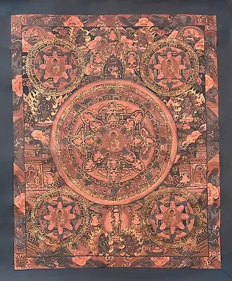 Wheel Of Life Big Circle Mandala Oil Varnished Original Tibetan Thangka Painting • $97.47