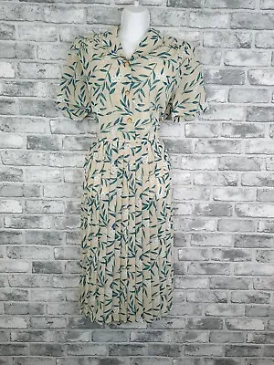 Eastex Heirloom Dress Size 14 Vtg Midi Pleated Crepe Floral • £32.99