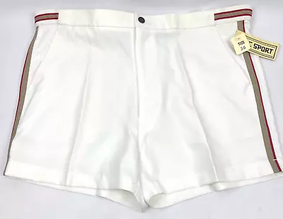Vintage 1970's Tennis Athletic Shorts 36 Polyester Terry Cloth Side Stripe Men's • $38