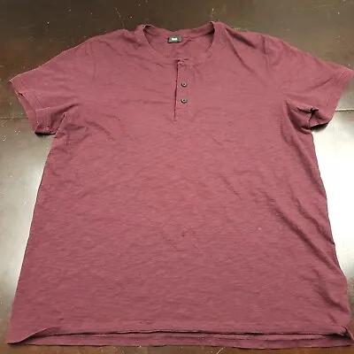 Vince Mens XXL Shirt Henley Red Short Sleeve Casual Cotton 2XL - Issues • $17.99