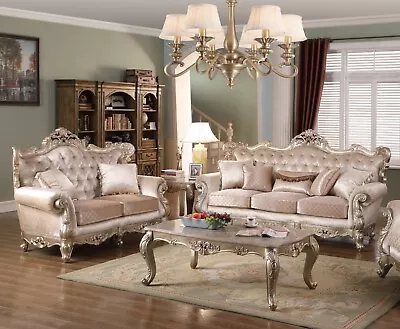 Luxurious Silver Hue Formal Sofa Set Traditional Living Room 2pc Sofa Loveseat • $4249