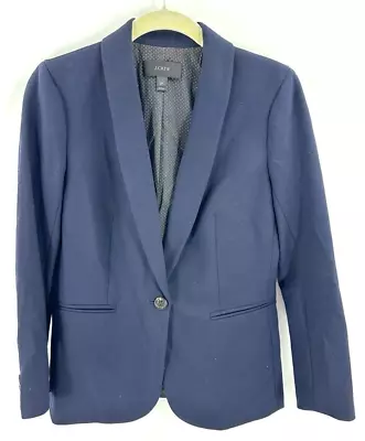 J Crew Parke Blazer Womens Size 2 Petite 2P Navy Blue Wool Blend Jacket • $89.95
