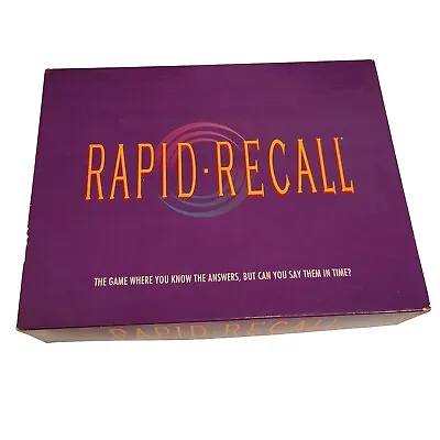 Vintage RAPID RECALL - Board Game 1993 Western Publishing Missing 60 Sec Timer • $11