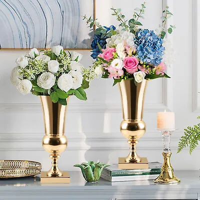 £20.99 • Buy 43cm Large Stunning Golden Iron Luxury Flower Vase Urn Wedding Table Home Decor