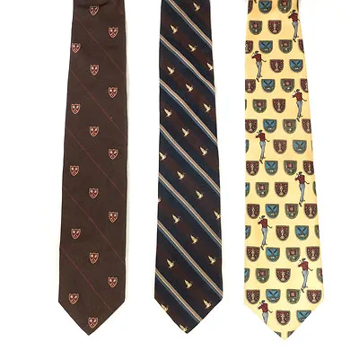 Mixed Lot Of 3 Patchs Yellow Ducky Striped And Brown Tennis Patterned Men's Tie • $9.95
