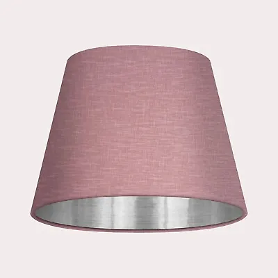 £33 • Buy Lampshade Tapered Mauve Textured 100% Linen Brushed Silver Empire Light Shade