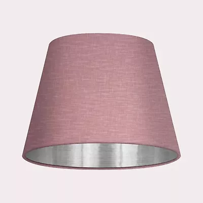 Lampshade Tapered Mauve Textured 100% Linen Brushed Silver Empire Light Shade • £38