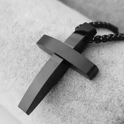 Fashion Unisex Men's Titanium Cross Stainless Steel Jesus Chain Pendant Necklace • $8.54