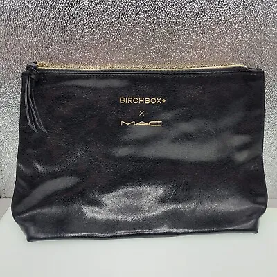 Birchbox X MAC Cosmetic Makeup Bag Black Faux Leather 9 X 6  Case Zip-Up Clutch • $11.04