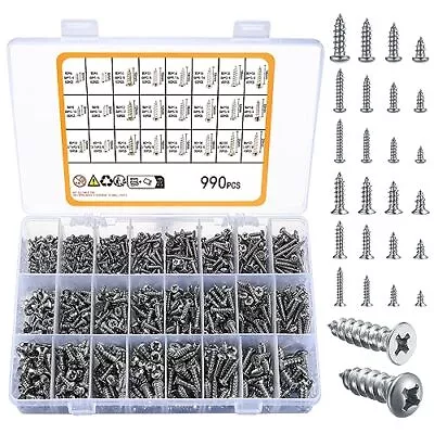 990pcs Self Tapping Screws Assortment Set M3/M4/M5/M6 Stainless Steel Sheet M... • $24.94