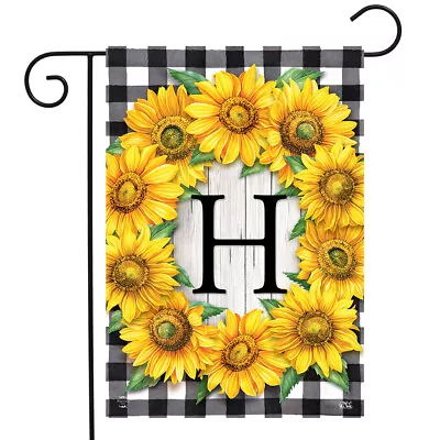 Sunflowers Monogram H Garden Flag • $9.86