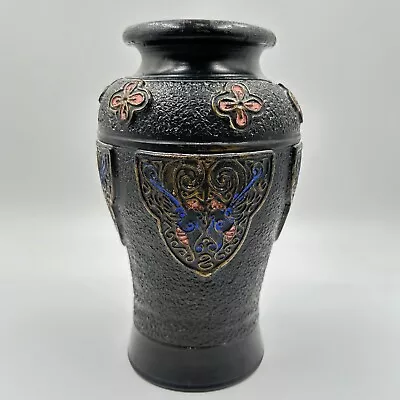 Vintage Tokanabe Ware Vase Black Textured Pottery Urn Shape Japan 7-1/2 In 1930s • $19.99
