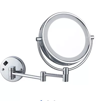 Lighted Makeup Mirror LED Wall Mounted 5x Magnification Hardwired Chrome! • $99