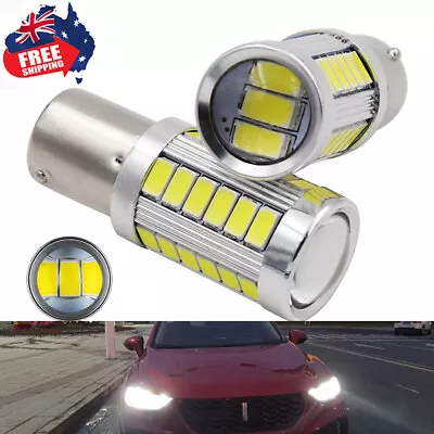 LED Light Bulb 1156 R5W BA15S 2pcs Brake Reverse Turn Stop Tail White Globe 12V • $8.41