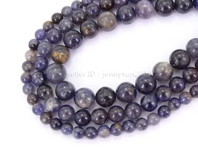 Natural Iolite Gemstone Round Spacer Loose Beads 15.5'' Strand 6mm 8mm 10mm • $10.06