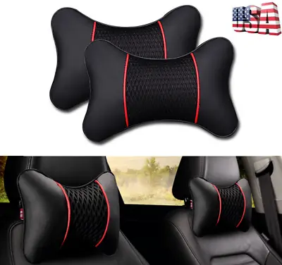 2 Pcs Pu Leather Car Seat Head Neck Rest Cushion Pad Headrest Pillow For All Car • $18.79