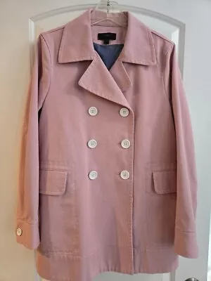 Stunning  J Crew Classic Twill Cotton Peacoat Jacket Elegant Pink Blush Sz12 New • $48.45