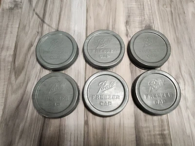 $44.99 • Buy Lot 6 Vintage Zinc Ball Freezer Cap Canning Jar Lids Wide Mouth Unusual Items