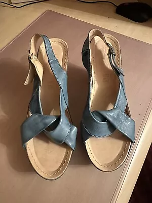 £18 • Buy Beautiful Leather Denim Blue Sandals Size 5 38. Excellent Condition
