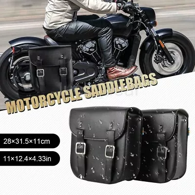 2x PU Motorcycle Side Bag Saddlebag For Yamaha Virago XV 250 500 535 700 750 920 • $63.16