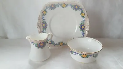 Phoenix Bone China Cake Plate Sugar Bowl And Milk Jug. T. F. & S Ltd. 1950's.  • £12