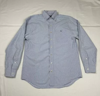 Vineyard Vines Classic Fit Tucker Shirt Mens Small Long Sleeve Blue Plaid Whale • $9.95