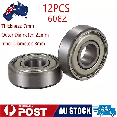 12Pcs 608Z 22mm X 8mm X 7mm Single Row Deep Groove Ball Bearing • $12.99