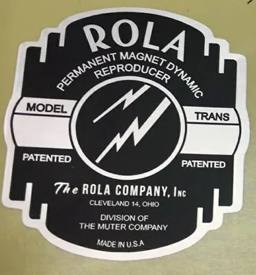 American (N.O.S) Rola Speaker Stickers ( One Only)   (2 Inches By 1.75 Inches.) • $2.50