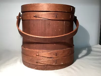 Vintage Primitive C. L. Lane Co Wooden Firkin Sugar Bucket W/ Handle And Lid EUC • $70