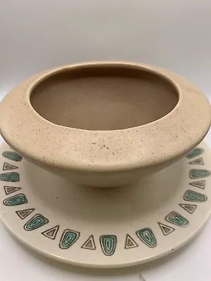 Vintage Metlox Stoneware Poppy Trail   Navajo  Bowl With Underplate • $24.99