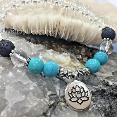 $9.45 • Buy Aromatherapy Diffuser Essential Oil Lava Bracelet Crystal Turquoise Lotus