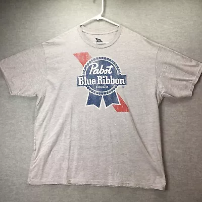 Pabst Blue Ribbon Shirt XXL 2XL Gray Short Sleeve Distressed • $9.99