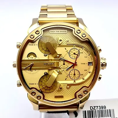 New Genuine Diesel Mr Daddy 2.0 Dz7399 Xl Stainless Steel Yellow Gold Mens Watch • £118.29